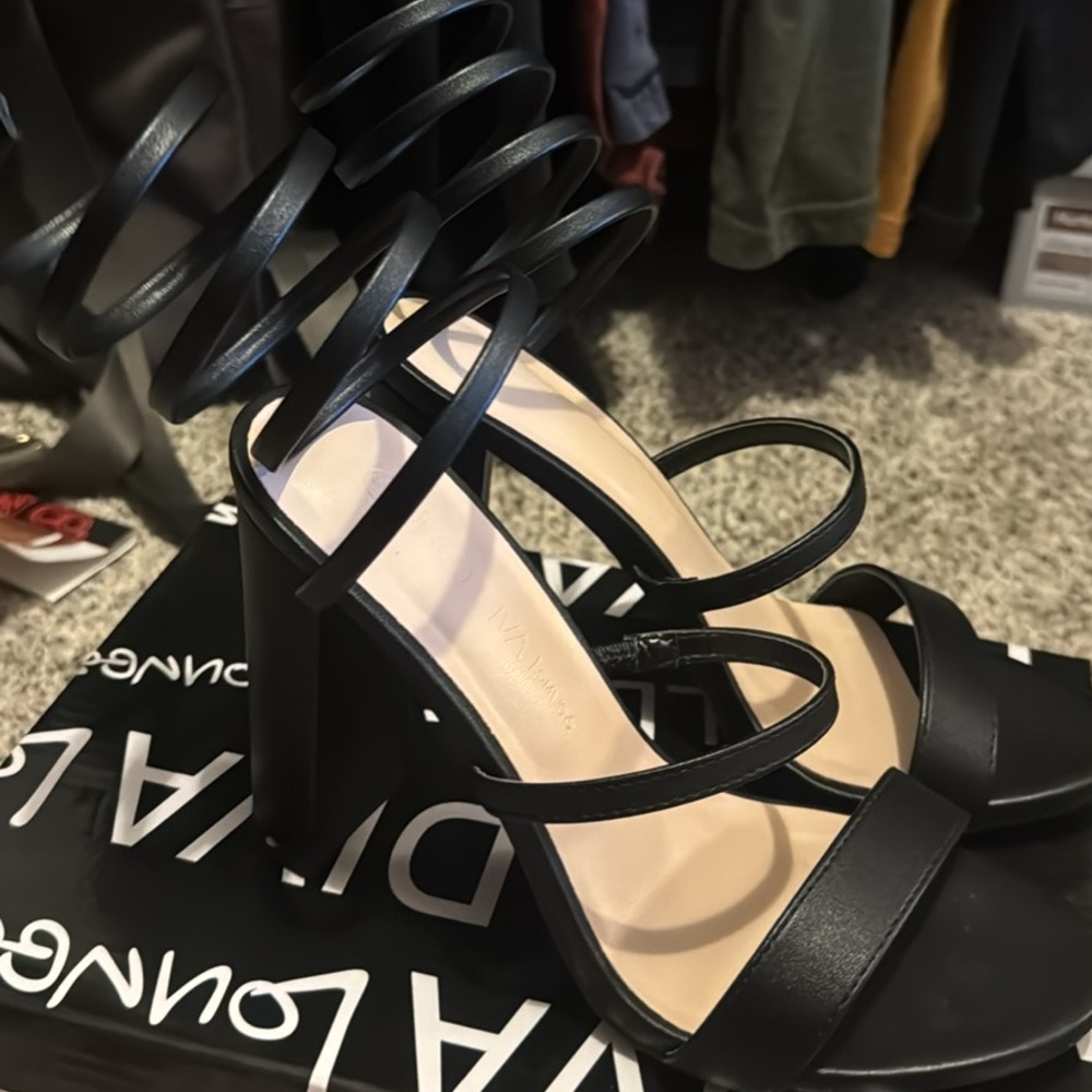 Wild Diva Black Strappy Heels